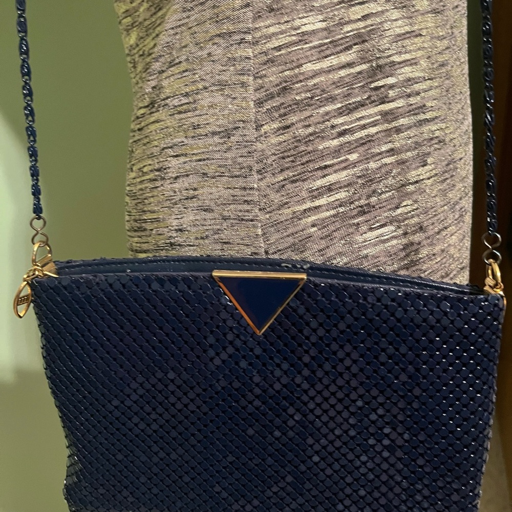 Vintage Navy Blue Metallic Link Purse - Bags by Warren Reed
